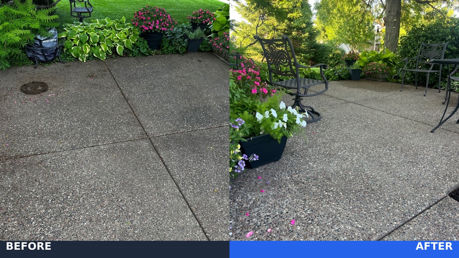 Patio Cleaning before and after